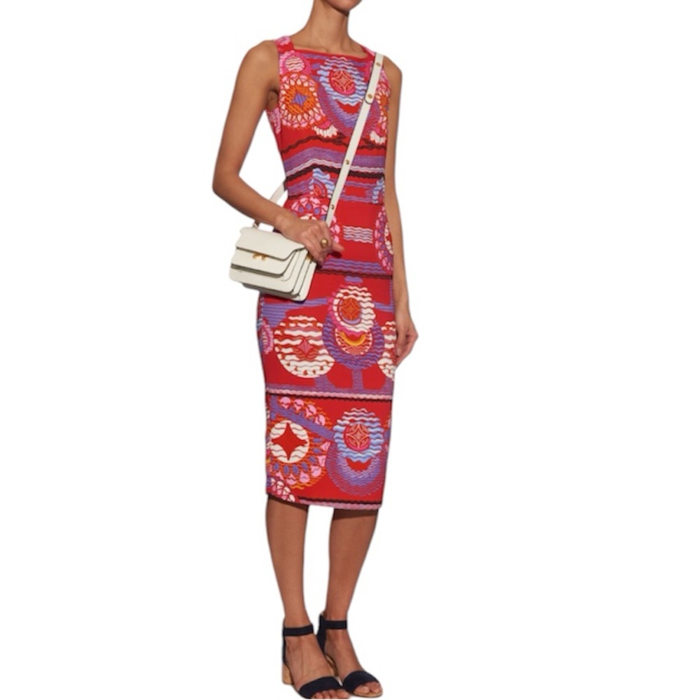 Peter Pilotto Red Abstract Sleeveless Shift Dress US 8